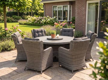 Rio-Delano Tuinset 6 Personen - Spraystone / Kobo Grey, Verzenden, Nieuw