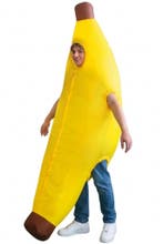 KIMU® Opblaas Kostuum Banaan Pak Opblaasbaar Pak Bananenpak, Carnaval, Nieuw, Overige maten, Ophalen of Verzenden