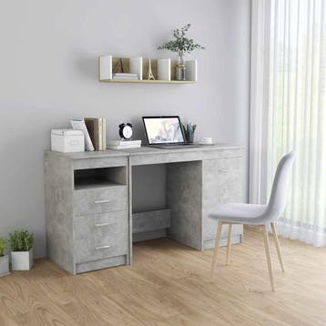 vidaXL Bureau 140x50x76 cm bewerkt hout betongrijs, Verzenden, Nieuw