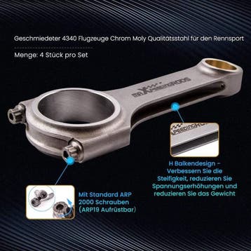 4340 H-beam drijfstangen, ARP bolts geschikt voor VW Golf..., Verzenden, Nieuw, Volkswagen