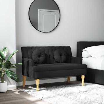 vidaXL Bankje met kussens 113x64,5x75,5 cm stof zwart, Verzenden, Nieuw, Stof