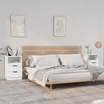 vidaXL Nachtkastjes 2 st Wit Medium Engineered wood, Minder dan 45 cm, Verzenden, Nieuw, 55 tot 70 cm