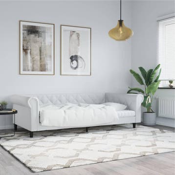 vidaXL Slaapbank 100x200 cm kunstleer wit, Overige materialen, 100 cm, Eenpersoons, Verzenden