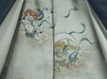 Fujin en Raijin () - Zijde - Japan - Shwa periode