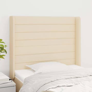 vidaXL Hoofdbord met randen 93x16x118/128 cm stof, Verzenden, Nieuw, Crème, Stof