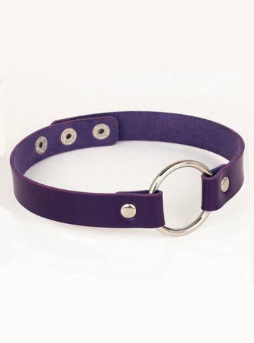 Choker Donkerpaars Ring Pu Leer Collar Ketting Halsband Paar, Kunststof, Verstelbaar, Paars, Nieuw
