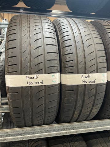 195-55-16 Pirelli Zomerbanden 5mm Incl Montage 195 55 16, Ophalen, Gebruikt, 16 inch, Band(en)