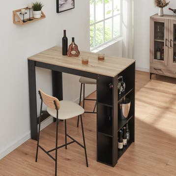 Bartafel Danderyd met 3 planken 120x60x105,5 cm zwart en eik, Verzenden, Nieuw
