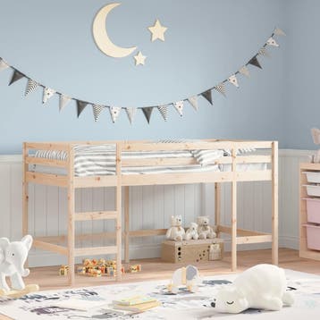 vidaXL Kinderhoogslaper met ladder 80x200 cm massief, Eenpersoons, Bruin, Verzenden, Nieuw
