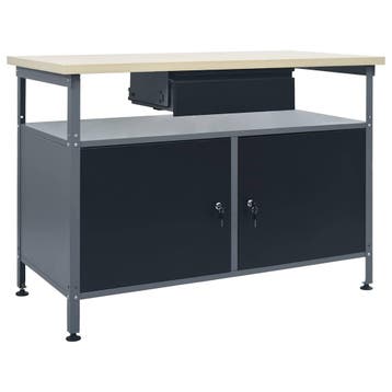vidaXL Werkbank 120x60x85 cm staal zwart, Verzenden, Nieuw