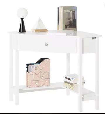 Compact Hoekbureau met Lade en Plank – 76×76 cm Werkblad, Verzenden, Nieuw