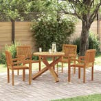 vidaXL 5-delige Tuinset massief teakhout, Verzenden, Nieuw, Hout, Tuinset
