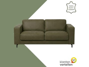 Leren bank Clear - 2,5 zits - Kenia Olive (olijf) - Poten, Bohemian, Eigentijds, Modern, Retro, Vintage, Nieuw, Ophalen of Verzenden