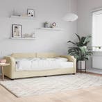vidaXL Slaapbank met matras 100x200 cm stof crèmekleurig, 100 cm, Eenpersoons, Verzenden, Nieuw
