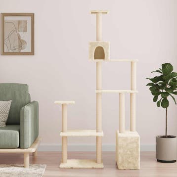vidaXL Kattenboom met sisal krabpalen Crèmekleurig 177,5 cm, Dieren en Toebehoren, Verzenden, Nieuw