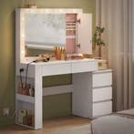 Vanity tafel met LED, laden en stopcontact, Huis en Inrichting, Tafels | Kaptafels, Verzenden, Nieuw