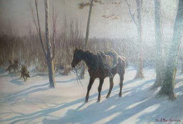 Józef Ryszkiewicz jr.(1888-1942) - Wolven viseren paard