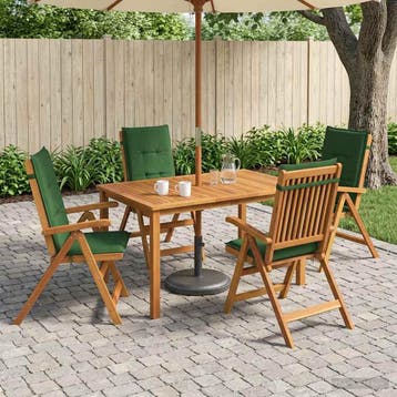 vidaXL 5-delige tuin eetset Naturel Massief Acaciahout, Verzenden, Nieuw