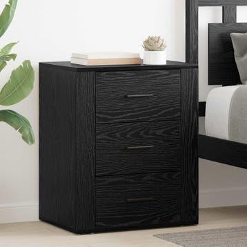 vidaXL Nachtkastje Zwart Eiken 35 x 50 x 60 cm Bewerkt hout, Verzenden, Nieuw, 55 tot 70 cm, 45 tot 65 cm