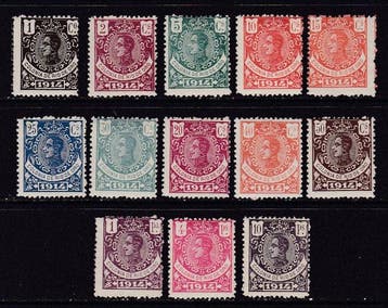 Rio de Oro 1914 - Edifil 78/90 - Alfonso XIII - Volledige, Gestempeld