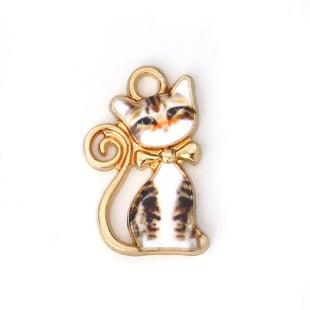 1 x DQ Gold Plated bedel kat 21 x 13 mm – oogje 2,3 mm –, Ophalen of Verzenden, Nieuw, Bedel