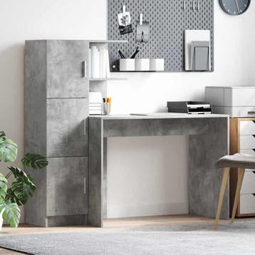 vidaXL Bureau 2 pcs Beton Grijs, Verzenden, Nieuw