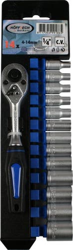 Dopsleutelset - Doppenset - 14-delig - 1/4 Duims - Ratelset, Ophalen of Verzenden, Nieuw