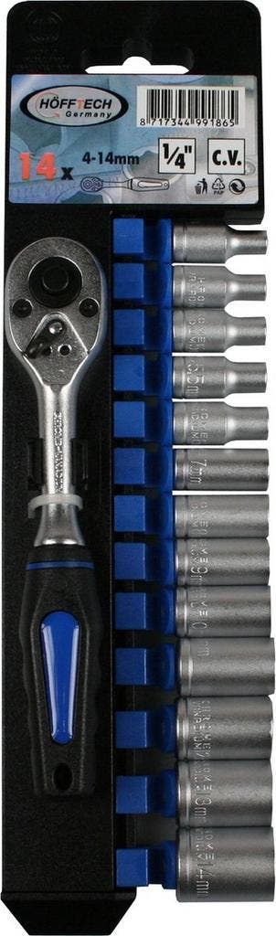 Dopsleutelset - Doppenset - 14-delig - 1/4 Duims - Ratelset, Ophalen of Verzenden, Nieuw