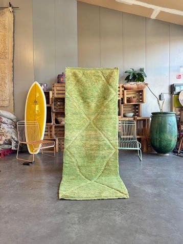 Beni Ouarain – limegroen tonale diamantloper - Tapijt - 240, Nieuw