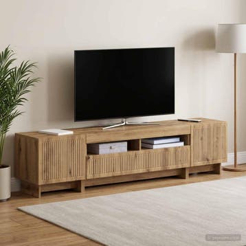 vidaXL 5-delige LED TV-kast Artisanaal eiken Bewerkt hout, Minder dan 50 cm, Verzenden, Nieuw, Minder dan 100 cm