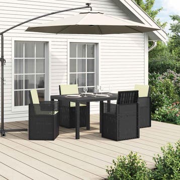 vidaXL Tuin eettafelset 5 st Antraciet- en crèmekleurig PP, Verzenden, Nieuw, Textileen, 5 zitplaatsen