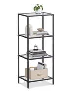 Zwarte Metalen Kast met 4 Glazen Planken – Moderne Opbergkas, Huis en Inrichting, Kasten | Boekenkasten, Verzenden, Nieuw