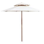 vidaXL Dubbeldekker parasol 270x270 cm houten paal crèmewit, Verzenden, Nieuw, 2 tot 3 meter