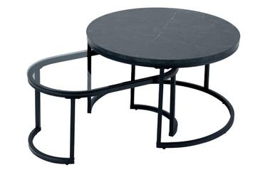 Design salontafel set van 2 ELEGANCE 70cm zwart grijs marmer, Ophalen of Verzenden, Nieuw