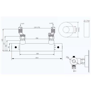 Xellanz Rio Thermostatische Douchemengkraan - 15cm - Chroom, Ophalen of Verzenden, Nieuw