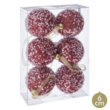 Kerstballen set 6 stuks Rood Ø 6 cm, Diversen, Kerst, Ophalen of Verzenden, Nieuw