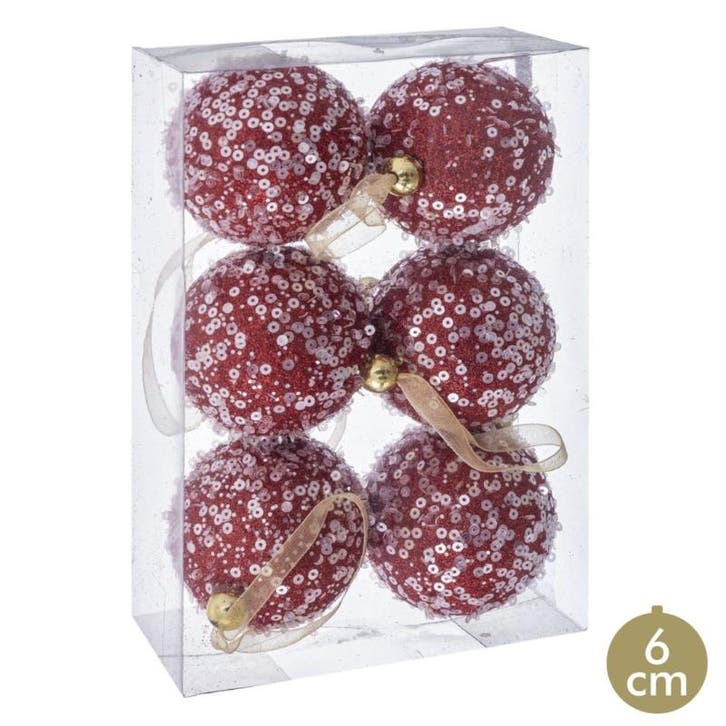 Kerstballen set 6 stuks Rood Ø 6 cm, Diversen, Kerst, Nieuw, Ophalen of Verzenden