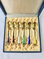 Nils Hansen - Gold-plated - Theelepel (6) - Kroon - .925, Antiek en Kunst