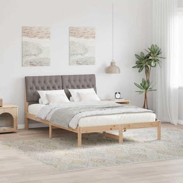 vidaXL Bedframe met Gevoerd Hoofdgedeelte Bruin 160 x 200 cm, Verzenden, Nieuw, Bruin, Hout