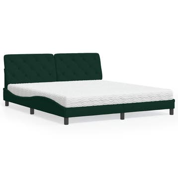 vidaXL Bed met matras fluweel donkergroen 180x200 cm, Eenpersoons, Verzenden, Nieuw, 80 cm