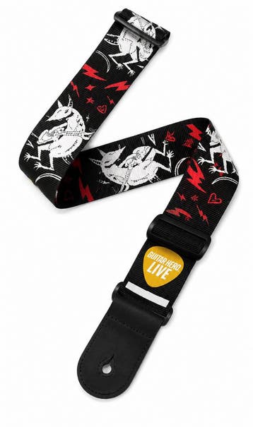 Guitar Hero Strap voor Live Gitaar - Print (Zwart/Wit/Rood), Verzenden, Zo goed als nieuw