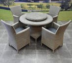 Capri Riccione dining tuinset 110 cm rond 6-delig grijs, Tuin en Terras, Ophalen of Verzenden, Nieuw, Wicker