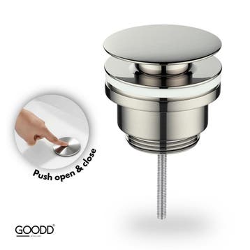 Wastafelplug - Afvoerplug - Universeel Push Open - Rvs, Doe-het-zelf en Verbouw, Ophalen of Verzenden, Nieuw, Rvs