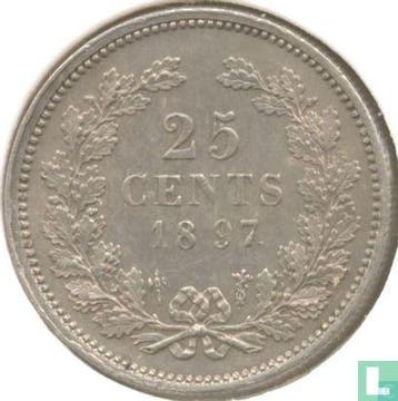 Nederland 25 cents 1897, Postzegels en Munten, Verzenden, 5 cent, Losse munt, Goud