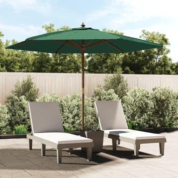 vidaXL Parasol met houten paal 299x240 cm groen, Tuin en Terras, Parasols, Verzenden, Nieuw, 2 tot 3 meter