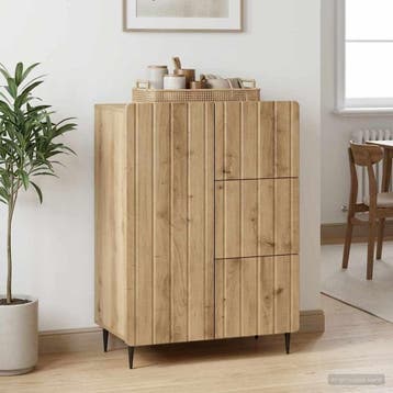 vidaXL Dressoir Artisanaal eiken 66 x 34,5 x 91,5 cm Bewerkt, Verzenden, Nieuw, Overige houtsoorten, Minder dan 50 cm