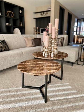 Marmeren salontafels | bruin marmer | DIVERSE MATEN |NU -10%, 50 tot 100 cm, Overige materialen, Rond, Nieuw