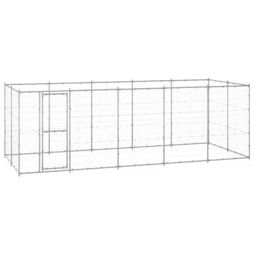 vidaXL Hondenkennel 12,1 m² gegalvaniseerd staal, Verzenden, Nieuw