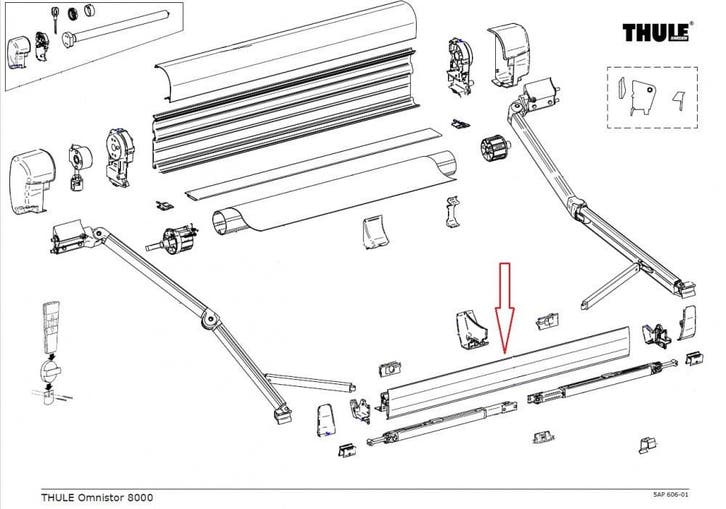Thule Lead Rail 8000 5.00, Caravans en Kamperen, Voortenten en Luifels, Nieuw, Thule, Ophalen of Verzenden