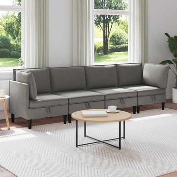 vidaXL Woonkamer Meubelset 4 st 4-zits Donkergrijs 280 x 70, Verzenden, Nieuw, Stof, Minder dan 150 cm